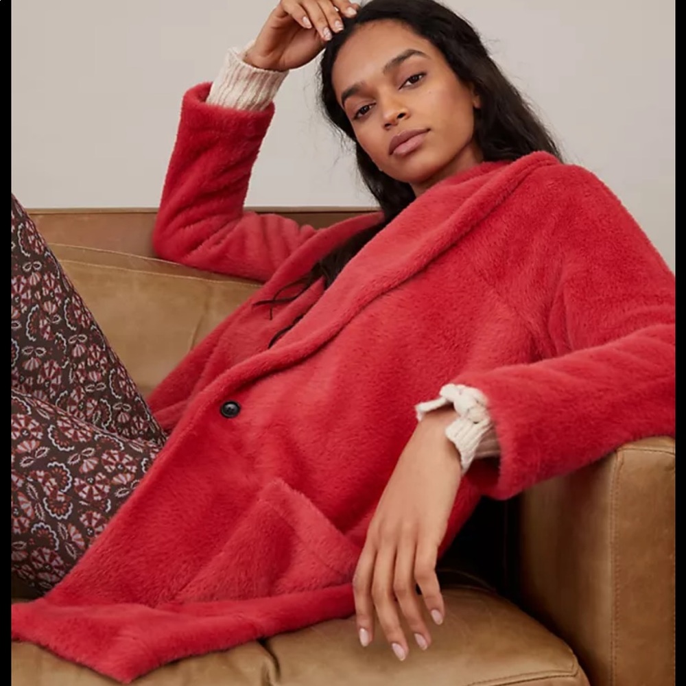 Sanctuary Elena Plush Shawl Jacket in Red. Super soft & Cozy at Anthropologie.